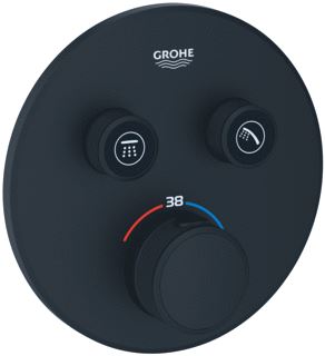 GROHE GROHTHERM SMARTCONTROL THERMOSTATISCH OPBOUWDEEL MET OMSTEL (2X) ROND ZONDER INBOUWDEEL KLEUR PHANTOM BLACK 