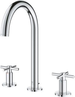 GROHE ATRIO NEW CLASSIC 3-GATS WASTAFELKRAAN M-SIZE MET WASTE MET KRUISGREPEN VOORSPRONG 16.6CM CHROOM 