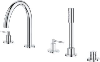 GROHE ATRIO NEW CLASSIC AFBOUWDEEL 5-GATS BADRANDCOMBINATIE MET OMSTEL MET HANDDOUCHE MET HEFBOOM GREPEN MET DOUCHESLANG 200CM MET HEFBOOMGREPEN CHROOM 