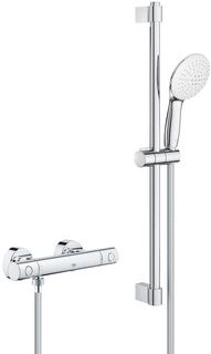 GROHE GROHTHERM 800 COSMOPOLITAN COMFORTSET MET DOUCHEKRAAN THERMOSTATISCH MET KOPPELINGEN HOH=15CM MET GLIJSTANG 60CM EN HANDDOUCHE MET 2 STRAALSOORTEN CHROOM 