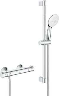 GROHE GROHTHERM 800 COMFORTSET MET DOUCHEKRAAN THERMOSTATISCH MET KOPPELINGEN HOH=15CM MET GLIJSTANG 60CM EN HANDDOUCHE MET 2 STRAALSOORTEN CHROOM