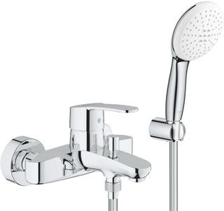 GROHE EUROSTYLE COSMOPOLITAN BADKRAAN MET OMSTEL MET KOPPELINGEN MET HANDDOUCHE MET 2 STRAALSOORTEN HOH=15CM MET HANDDOUCHEHOUDER EN DOUCHESLANG 150CM CHROOM 