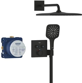 GROHE GROHTHERM SMARTCONTROL MET DOUCHEHOUDER (2X) COMFORTSET 310 VIERKANT 9,5 L/M PHANTOM BLACK 