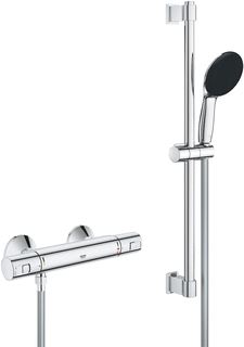 GROHE PRECISION START RENOVATIESET MET DOUCHEKRAAN THERMOSTATISCH MET KOPPELINGEN 60CM MET GLIJSTANGSET MET HANDD. 11CM MET 1 STRAALSOORT CHROOM 