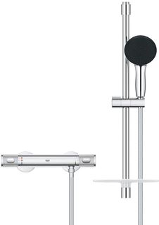 GROHE PRECISION FEEL DOUCHESET MET DOUCHEKRAAN THERMOSTATISCH MET KOPPELINGEN 60CM MET HANDDOUCHE MET 3 STRAALSOORTEN CHROOM