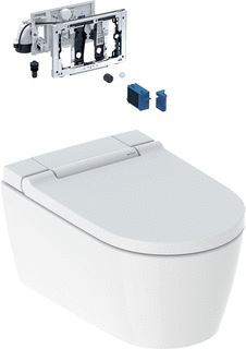 GEBERIT AQUACLEAN SELA DOUCHEWC TOILETSYSTEEM WAND MET KERATECT MET DUOFRESH 37.5X56.5X39CM MET CLOSETZITTING MET DEKSEL MET SOFTCLOSE WIT 146226011