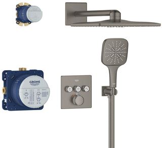 GROHE GROHTHERM SMARTCONTROL (3X) COMFORTSET 310 VIERKANT HARD GRAPHITE GEBORSTELD 