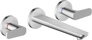 AXOR CITTERIO C 3-GATS INBOUW WASTAFELKRAAN WANDMONTAGE MET UITLOOP 195 MM EN CUBIC CUT BRUSHED NICKEL 