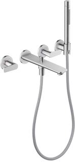 AXOR CITTERIO C 3-GATS INBOUW BADKRAAN WANDMONTAGE MET HANDDOUCHE BRUSHED NICKEL 