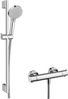 HANSGROHE VERNIS BLEND DOUCHESYSTEEM OPBOUW 100 VARIO ECOSMART MET THERMOSTAAT S EN GLIJSTANG CROMETTA 65 CM CHROOM