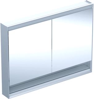 GEBERIT ONE OPBOUW SPIEGELKAST MET 2 DEUREN MET NIS EN COMFORTLIGHT 120X90X15CM MET LED VERLICHTING ALUMINIUM 