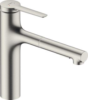 HANSGROHE ZESIS M33 EENGREEPS KEUKENMENGKRAAN 160 2J UITTREKBARE VUISTDOUCHE STAINLESS STEEL OPTIC 