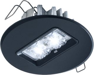 VAN LIEN CENTRAAL 2 W 230 VOLT ROND ZWART INBOUW LED ARMATUUR SERIE EVAGO LICHTSPREIDING LANG (L) BIJVOORBEELD GANGEN