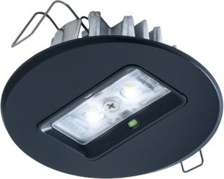 VAN LIEN DECENTRAAL 2 WATT ROND ZW. CONTINU INB. LED ARM. INCL. CONTR.BST. SERIE EVAGO. LICHTSPR. (W) BIJV. KANTINES RAL9011