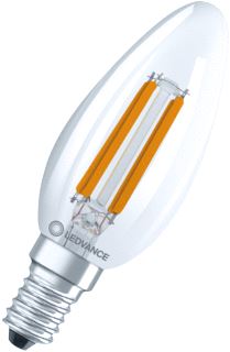 LEDVANCE CLASSIC B SUPERIOR LED-LAMP KAARS E14 2W 470LM 2700K CRI80 B10,5 HELDER IP20 DXL 35X100MM