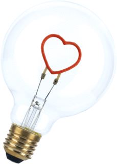 BAILEY LED SILHOUETTE HEART G95 E27 2W 40LM DIMBAAR ROOD CLEAR 