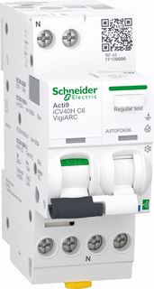 SCHNEIDER ELECTRIC ACTIVE VLAMBOOGBEVEILIGING RCBO ACTI9 ICV40H VIGIARC 1P+N 6A C CURVE 30MA TYPE A-SI 10000A