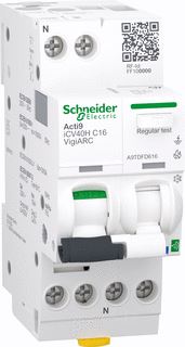 SCHNEIDER ELECTRIC ACTIVE VLAMBOOGBEVEILIGING RCBO ACTI9 ICV40H VIGIARC 1P+N 16A C CURVE 30MA TYPE A-SI 10000A