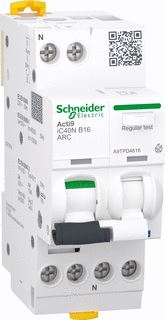 SCHNEIDER ELECTRIC VLAMBOOGBEVEILIGING CIRCUIT BREAKER ACTI9 IC40N ARC 1P+N 16A B CURVE 6000A