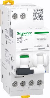 SCHNEIDER ELECTRIC VLAMBOOGBEVEILIGING CIRCUIT BREAKER ACTI9 IC40N ARC 1P+N 16A C CURVE 6000A