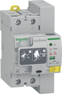 SCHNEIDER ELECTRIC RESIDUAL CURRENT DEVICE RECLOSER ACTI9 REDS 2 P 25 A 30 MA A TYPE