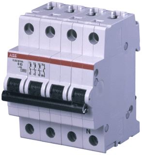 ABB SYSTEMPRO M COMPACT INSTALLATIEAUTOMAAT B-KAR 10A 3P+N 400V AC/DC 4 MODULE IP20