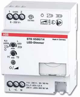 ABB BUSCH JAEGER DIMMER MET BEHUIZING DRUKTOETS RETROFIT SERIEDIMMER DIN-RAIL KLIKBEVESTIGING BXH 120X126MM GRIJS RAL7035 