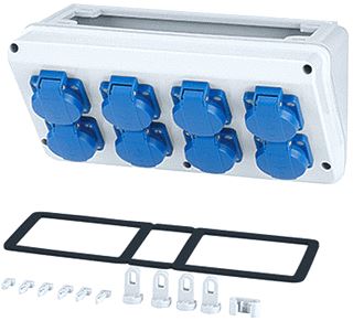 HENSEL MI CONNECTIONBOX IP44 8X16A 2P+PE 230V SCHUKO BREEDTE 300MM