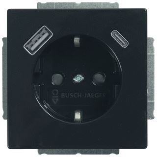 ABB BUSCH JAEGER WCD RA KV + 1XUSB-A + 1XUSB-C VOEDING F-ANTRACIET 