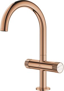 GROHE ATRIO PRIVATE COLLECTION GEKARTELDE KNOPGREPEN WASTAFELMENGKRAAN L-SIZE WARM SUNSET GLADDE BODY 