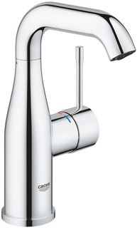 GROHE ESSENCE NEW 1-GATS WASTAFELKRAAN M-SIZE MET HOGE DRAAIBARE UITLOOP MET GLADDE BODY ECOJOY MET 28MM CARTOUCHE CHROOM