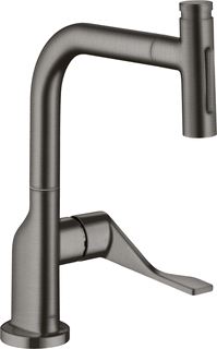 AXOR CITTERIO EENGREEPS KEUKENMENGKRAAN 230 2JET MET UITTREKBARE VUISTDOUCHE BRUSHED BLACK CHROME