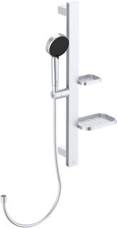 IDEAL STANDARD ALU+ GLIJSTANGCOMBINATIE MET HANDDOUCHE MET 2 STRAALSOORTEN 10CM 60CM MET DOUCHESLANG 175CM SILVER 