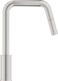 GROHE EUROSMART 1-GATS KEUKENKRAAN MET UITTREKBARE HANDDOUCHE MET DUAL SPRAY VOORSPRONG 22.1CM SUPERSTEEL 