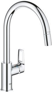 GROHE START LOOP 1-GATS KEUKENKRAAN MET HOGE DRAAIBARE UITTREKBARE UITLOOP VOORSPRONG 21.5CM MET OPEN GREEP CHROOM 