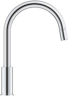 GROHE START CURVE 1-GATS KEUKENKRAAN MET HOGE DRAAIBARE UITTREKBARE UITLOOP VOORSPRONG 21.5CM MET GESLOTEN GREEP CHROOM 