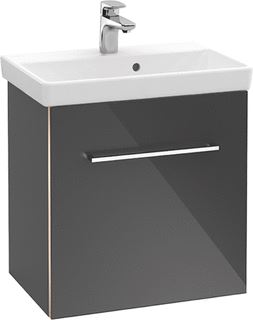 VILLEROY & BOCH WELLNESS AVENTO WASTAFELONDERKAST 1 DEUR 526 X 514 X 384 MM VOLCANO BLACK GREEP GLANZEND CHROOM