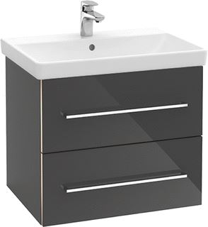 VILLEROY & BOCH WELLNESS AVENTO WASTAFELONDERKAST 2 UITTREKLADEN 576 X 514 X 484 MM VOLCANO BLACK GREEP GLANZEND CHROOM 