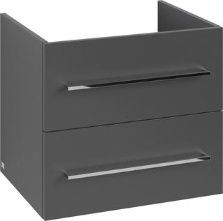 VILLEROY & BOCH WELLNESS AVENTO WASTAFELONDERKAST 2 UITTREKLADEN 576 X 514 X 484 MM GRAPHITE GREEP GLANZEND CHROOM