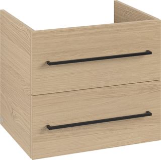 VILLEROY & BOCH WELLNESS AVENTO WASTAFELONDERKAST 2 UITTREKLADEN 576 X 514 X 484 MM NORDIC OAK GREEP VOLCANO BLACK