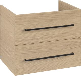 VILLEROY & BOCH WELLNESS AVENTO WASTAFELONDERKAST 2 UITTREKLADEN 626 X 514 X 484 MM NORDIC OAK GREEP VOLCANO BLACK