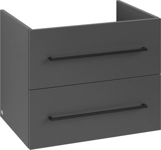 VILLEROY & BOCH WELLNESS AVENTO WASTAFELONDERKAST 2 UITTREKLADEN 626 X 514 X 484 MM GRAPHITE GREEP VOLCANO BLACK