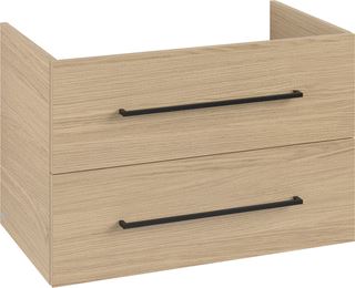 VILLEROY & BOCH WELLNESS AVENTO WASTAFELONDERKAST 2 UITTREKLADEN 776 X 514 X 484 MM NORDIC OAK GREEP VOLCANO BLACK