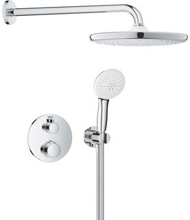 GROHE RAPIDO PERFECT SHOWER SET MET TEMPESTA 250 HOOFDDOUCHE ROND MET HANDDOUCHE MET 2 STRAALSOORTEN CHROOM 