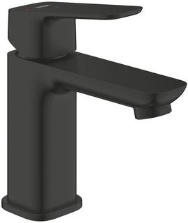 GROHE CUBEO 1-GATS WASTAFELKRAAN S-SIZE GLADDE BODY MET PUSH-OPEN MAT ZWART 