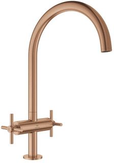 GROHE ATRIO 1-GATS KEUKENKRAAN MET DRAAIBARE C-UITLOOP MET KRUISGREPEN VOORSPRONG 22.1CM BRUSHED WARM SUNSET 