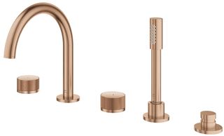 GROHE ATRIO PRIVATE COLLECTION 5-GATS BADRANDCOMBINATIE MET OMSTEL MET HANDDOUCHE MET GEKARTELDE KNOPGREPEN MET DOUCHESLANG 200CM BRUSHED WARM SUNSET 