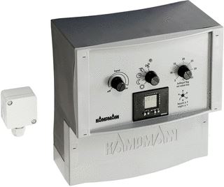 KAMPMANN ELEKTRONISCHE TOERENTALREGELAAR HXBXL 277 MM X 262 MM X 153 MM MICROPROCESSORGESTUURDE REGELING MET GEINTEGREERDE DIGITALE SCHAKELKLOK 230 V AC BESCHERMINGSGRAAD IP 40 INCL. SENSOR IP 66