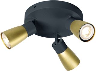 SLV PURI 2.0 DOME WAND- EN PLAFONDOPBOUWARMATUUR ROND 3X MAX. 6W GU10 ZWART/GOUD