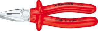 KNIPEX 0307 COMBINATIETANG STAAL LENGTE 180MM GEISOLEERD 1000 V GREEPUITVOERING 1-COMPONENT GEWICHT 305G OPPERVLAKTEBESCHERMING VERCHROOMD VDE GETEST 